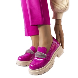 Pink lakerede brogues med cubic zirconia fra Mouss lyserød