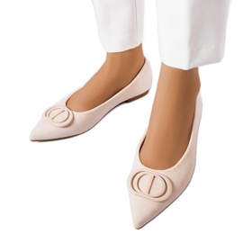 Beige ballerinaer lavet af øko ruskind fra Grignon