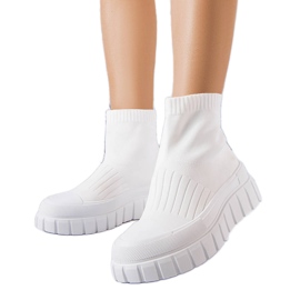 PA1 Searlait hvide strømpesneakers