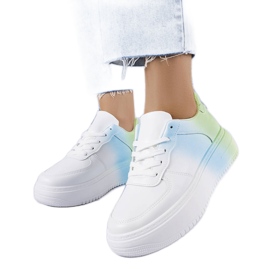 PA1 Hvide og grønne platformssneakers fra Lance blå