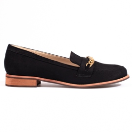 Klassiske loafers med kæde Shelovet sort ruskind