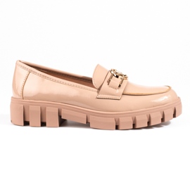 Vinceza lakerede platform loafers til kvinder beige