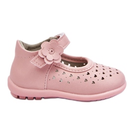 PA1 Børns høje gennembrudte ballerinaer med velcro pink Jianna lyserød