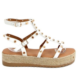 Alize White espadrillesandaler med nitter hvid