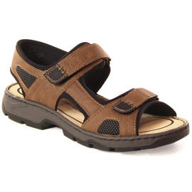 Komfortable brune velcro-sandaler til mænd Rieker 26156-25