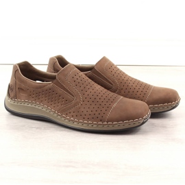 Rieker 05286-24 læder herre gennembrudte slip-on brune sko