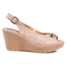 Dame ruskind Shelovet kile sandaler beige