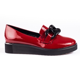 Vinceza Shelovet bordeaux lakerede platform loafers med kæde rød