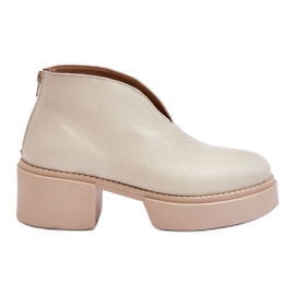 Læderstøvler på massive hæle Nicole 2795/054 Lys beige