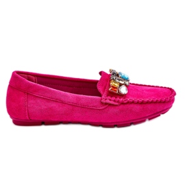 Dame ruskind Loafers med krystaller Fuchsia Lucille lyserød