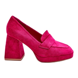 Vinceza Fuchsia Adriel Suede Pumps med tykke hæle og platform lyserød