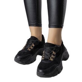 Jenna sorte sneakers i blandet stof