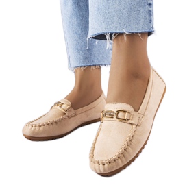 Charrette beige loafers med en læder indersål