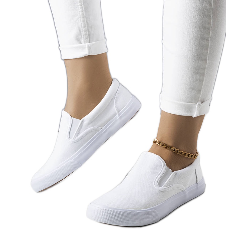 Candace slip-on sneakers i hvidt stof