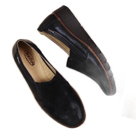 Damesko i læder, slip-on sorte Helios 350