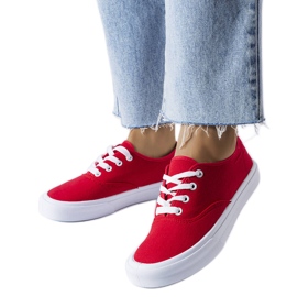 Fantina sneakers i rødt stof
