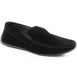 News Nyheder 4873 herre gennembrudt sort ruskind slip-on loafers