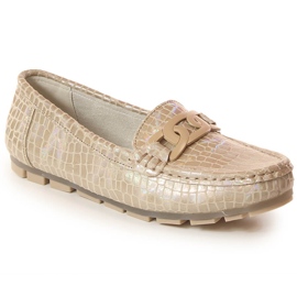 Læder lak mokkasiner til kvinders krokodille beige Filippo DP3630/23