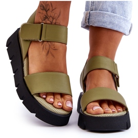 Vinceza Dame Læder Platform Sandaler Grøn Katte