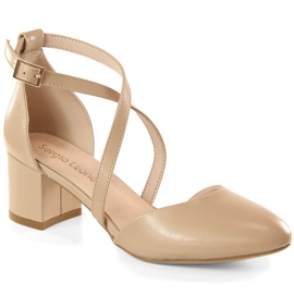 Sergio Leone SK824 kvinders formelle kaffesandaler med hæl beige