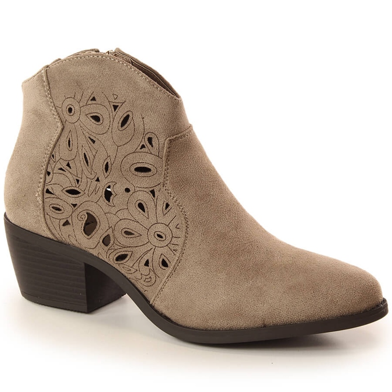 Cowboystøvler til kvinder gennembrudt ruskind beige Jezzi RMR1921-42