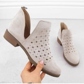 M. DASZYŃSKI Dame gennembrudt ruskind slip-on støvler beige M.Daszyński SA62-102