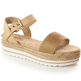 Kvinders espadrillesandaler på platformen beige Big Star LL274872