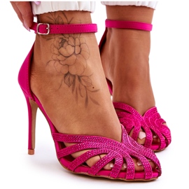Fuchsia Jaylen Fashion høje hæle med rhinsten lyserød
