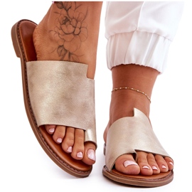 Evento Dame læder flip flops lys guld Amite gylden