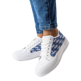 Hvide sneakers med blåt Marquis mønster