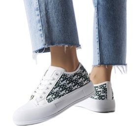 Hvide sneakers med grønt Marquis mønster