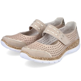 Sommersko i læder med velcro Rieker W RKR582 beige