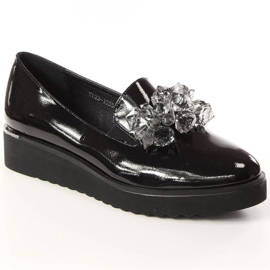 Lakerede brogues med Vinceza krystaller W JAN198 sort