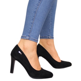 Højhælede pumps i sort ruskind fra Sergio Leone 1457