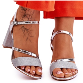 Vinceza Sølv Alicia Glitter højhælede sandaler