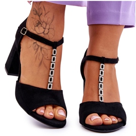 Vinceza Sorte Aniya Suede højhælede sandaler med Cubic Zirconia