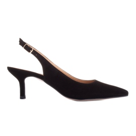 Marco Shoes Sommerpumps lavet af delikat sort ruskind