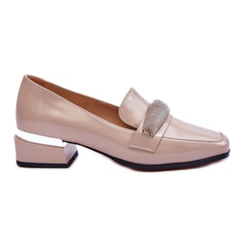 S.Barski Patent højhælede loafers med Rhinestones Beige Lavern
