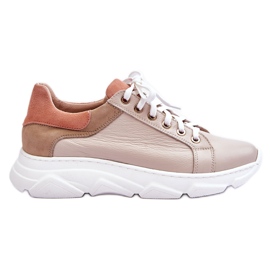 FILIPCZYK Komfortable læder platform sneakers Beige Alisane