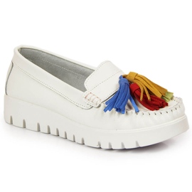 Dame loafers i læder med frynser hvid Filippo DP3535