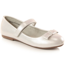 Girls' First Communion ballerinaer med velcro sølv eVento 4772