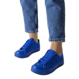 Blå sneakers i vævet stof fra Thibodeau