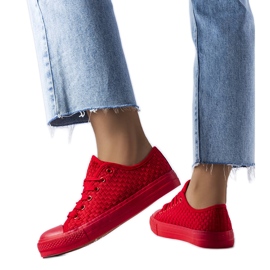 Røde sneakers i vævet stof fra Thibodeau