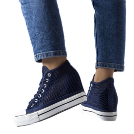 BM Marineblå gennembrudt kile-sneakers fra Coupart