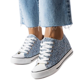 Blå low wedge sneakers fra Garceau