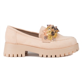 Dame ruskind platform mokkasiner Shelovet beige