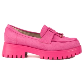 Shelovet platform loafers i lyserød ruskind
