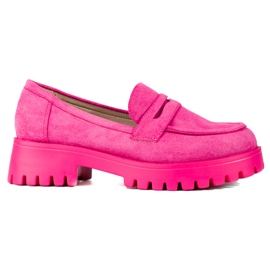 Dame loafers på platformen Shelovet pink ruskind lyserød