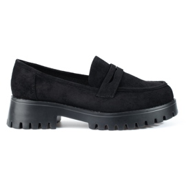 Platform loafers til kvinder Shelovet ruskind sort
