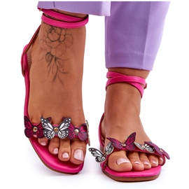 Damesandaler med dekorative sommerfugle Fuchsia Jeane lyserød